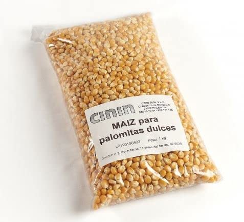 Cinin - Maíz para Palomitas Saladas (bolsa de 1 kg) - Ideal para familiares y amigos - Hogar y cenas de verano - Sabor c