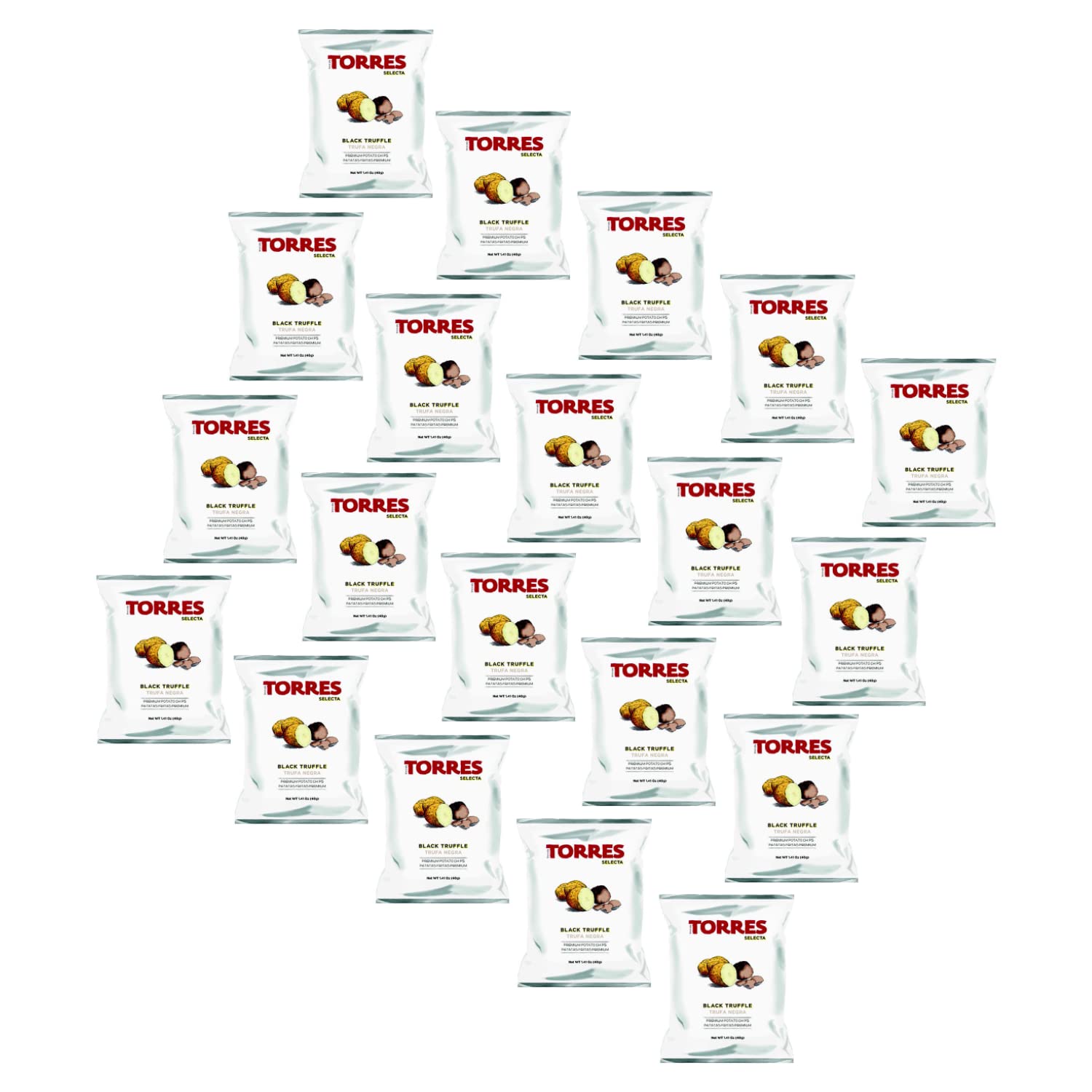 Torres | Patatas fritas con aroma de trufa negra - ideales para cenar en familia | Sabor intenso y auténtico, 20 x 40 gr