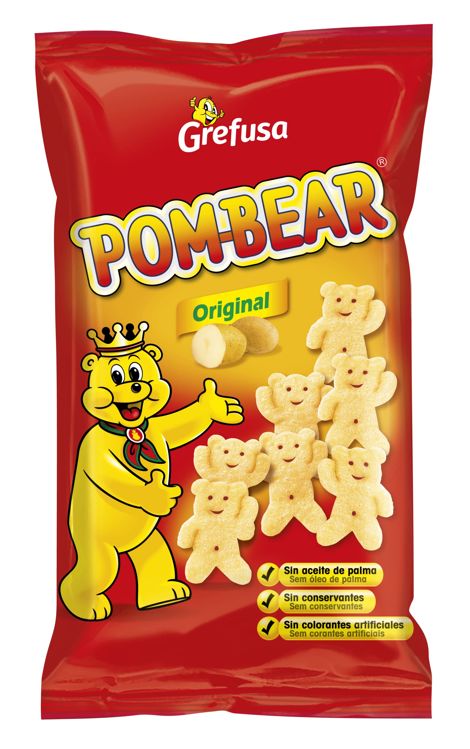 Pom-Bear Snack de patata GREFUSA, para niños, preferido en fiestas, sabor auténtico, 80g